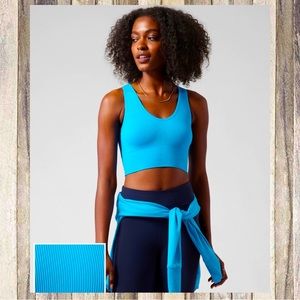 ATHLETA AURORA CROP RIB TANK SANTORINI BLUE NWT